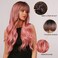 Esmee 24" Women Synthetic Wigs Long Wavy black Ombre pink with Fluffy Air Bangs Light Cosplay Party Wig