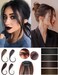 Human Hair Front Hairline Extension Easy Wear Clip in Bangs for Women 2 pcs 12" Dark Brown