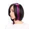 12" 30cm Short Straight Bob Wigs for Women Black with Purple Highlight Streaks