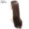 Sylvia 6# Brown Silky Straight Synthetic Lace Front Wig Long Brown Synthetic Wig Side Parting Heat Resistant Fiber Replacement Hair For Woman