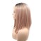 Melody 14" Pink Ombre Short Straight Synthetic Lace Front Wigs With Dark Roots Peach Pink Bob Hairstyle Heat Resistant Fiber for Women