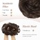 FESHFEN Messy Bun Hair Piece - Large Wavy Curly Elastic Hair Bun Scrunchies Ponytail Extensions Synthetic Chignon Hairpieces for Women, Medium Chestnut Brown 1.94oz