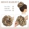 FESHFEN Messy Bun Hair Piece - Elastic Wavy Curly Hair Bun Scrunchies Extensions Synthetic Chignon Hairpieces for Women Girls, Mixed Blonde and Ash Blonde Tips 1 PCS