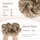 FESHFEN Messy Bun Hair Piece - Elastic Wavy Curly Hair Bun Scrunchies Extensions Synthetic Chignon Hairpieces for Women Girls, Mixed Blonde and Ash Blonde Tips 1 PCS