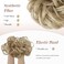 FESHFEN Messy Bun Hair Piece - Large Wavy Curly Elastic Hair Bun Scrunchies Ponytail Extensions Synthetic Chignon Hairpieces for Women, Light Ash Brown &amp; Bleach Blonde 1.94oz