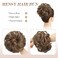 FESHFEN Messy Bun Hair Piece - Large Wavy Curly Elastic Hair Bun Scrunchies Ponytail Extensions Synthetic Chignon Hairpieces for Women, Light Ash Brown Mixed Golden Brown 1.94oz