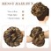 FESHFEN Messy Bun Hair Piece - Large Wavy Curly Elastic Hair Bun Scrunchies Ponytail Extensions Synthetic Chignon Hairpieces for Women, Brown Highlighted Caramel Blonde 1.94oz