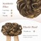 FESHFEN Messy Bun Hair Piece - Large Wavy Curly Elastic Hair Bun Scrunchies Ponytail Extensions Synthetic Chignon Hairpieces for Women, Brown Highlighted Caramel Blonde 1.94oz