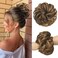 FESHFEN Messy Bun Hair Piece - Large Wavy Curly Elastic Hair Bun Scrunchies Ponytail Extensions Synthetic Chignon Hairpieces for Women, Brown Highlighted Caramel Blonde 1.94oz