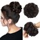 FESHFEN Messy Bun Hair Piece - Large Wavy Curly Elastic Hair Bun Scrunchies Ponytail Extensions Synthetic Chignon Hairpieces for Women, Dark Brown 1.94oz