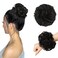 FESHFEN Messy Bun Hair Piece - Large Wavy Curly Elastic Hair Bun Scrunchies Ponytail Extensions Synthetic Chignon Hairpieces for Women, Black Brown 1.94oz