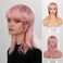 CINHOO Straight Mullet Pixie Haircut with Bangs Layered Shaggy Mullet Wigs for Women,70s 80s Short Layered Shag Pixie Cut Wig Synthetic Wolf Cut Mullets Wig for Black Women 14inch(Pink)