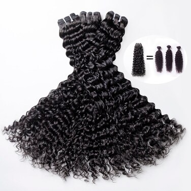 TRIIPPY Raw Human Hair Bundles,Triple Lifespan Than Regular Virgin Hair No.1 Sales Of Raw Hair Bundles, 18 18 18 Inches Indian Raw Deep Wave 3 Bundles, Keep Soft and Smooth After Multiple Washes