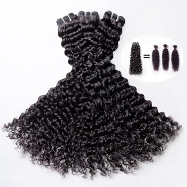 TRIIPPY Raw Human Hair Bundles,Triple Lifespan Than Regular Virgin Hair, No.1 Sales Of Raw Hair Bundles,Cambodia Raw Deep Wave 3 Bundles, Keep Soft and Smooth After Multiple Washes (16 18 20 Inches)