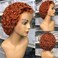 Derun Curly Bob Lace Front Wig Human Hair 13&times;6 T Part Lace Front Short Bob Wigs Ginger Orange Remy Hair For Women (8 Inch,Orange,T Lace)