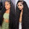 13x6 Deep Wave Full Lace Front Wigs Human Hair Pre Plucked Pre Bleached Deep Curly Human Hair Wigs for Women 180 Density HD Lace Frontal Wig With Baby Hair 28inch