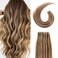 Tape in Hair Extensions Human Hair Color Chocolate Brown and Caramel Blonde Remy Hair 18 inches 20pcs 50g/pack Straight Seamless Skin Weft Tape in Human Hair Extensions(18inch,#4p27,50g)