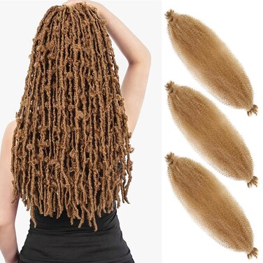 3 Packs Springy Afro Twist Hair 16 Inch Pre-Separated Kinky Marley Twist Braiding Hair Color 27# Soft Synthetic Crochet Hair Extensions for Spring Twists and Faux Locs Style