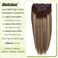 Clip in Hair Extensions Real Human Hair, Ombre Walnut Brown to Ash Brown with Blonde Highlights Remy Human Hair Extensions Clip-in,4pcs Double Weft Lace Hair Extensions Clip on for Women 100G 14Inch
