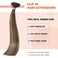 Balayage Hair Extensions Real Human Hair Ombre Medium Brown Fading to Caramel Blonde 15inches 70g Highlights 100% Human Hair Natural Straight Woman Beauty Clip ins #4/27/4