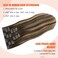 Balayage Hair Extensions Real Human Hair Ombre Medium Brown Fading to Caramel Blonde 18inches 70g Highlights 100% Human Hair Natural Straight Woman Beauty Clip ins #4/27/4