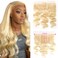 Soft Brazilian Blonde Hair 13X6 Full Lace Frontal Closure With Baby Hair 22 Inch 613 Body Wave Pre Plucked Ear To Ear Transparent Lace Frontal Closure Human Hair Pieces Natural Hairline