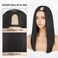 Kinky Straight U Part Wig Natural Hailine &amp; Soft Hair Like Real Human Hair &frac34; V Part Half Wigs for Black Women (Black, 16 Inch)