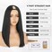 Kinky Straight U Part Wig Natural Hailine &amp; Soft Hair Like Real Human Hair &frac34; V Part Half Wigs for Black Women (Black, 16 Inch)