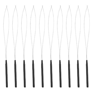 SIVOTE 10-Piece Hair Extension Loop Tool Set, Black - Threader, Pulling Hook, and Bead Device - Tools for Seamless Hair and Feather Extensions, Micro Rings, Nano Beads
