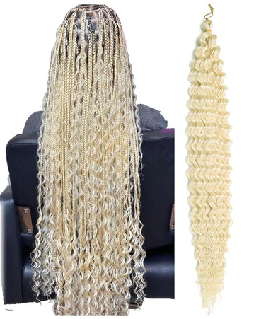 Water Wave Crochet Hair 30 inch 613 Blonde Curly Braiding Hair 1 Pack Ocean Wave Crochet Hair for Boho Crochet Box Braids