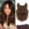 Halo Hair Extensions 12 Inch Invisible Wire Hair Extensions Adjustable Long Wavy Hair Extensions Synthetic Upgrade 4 Secure Clips in Hairpieces 12 Inch,Chestnut Brown