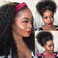 Nadula Hair 10A Afro Malaysian Kinky Curly Human Hair Half Wig WEAR WITH OR WITHOUT Headband For Women, 100% Virgin Human Hair Headband Curly 3/4 Half Wigs Gluless 150% Density Natural Color (14inch)