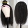 Nadula Hair 10A Afro Malaysian Kinky Curly Human Hair Half Wig WEAR WITH OR WITHOUT Headband For Women, 100% Virgin Human Hair Headband Curly 3/4 Half Wigs Gluless 150% Density Natural Color (14inch)