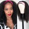 Nadula Hair 10A Afro Malaysian Kinky Curly Human Hair Half Wig WEAR WITH OR WITHOUT Headband For Women, 100% Virgin Human Hair Headband Curly 3/4 Half Wigs Gluless 150% Density Natural Color (14inch)