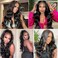 V Part Wig 24inch Long Body Wave Synthetic Wigs for Black Women Black Vpart Wig Upgrade U Part Wig Glueless V Part Wigs Full Head Clip in Half V Wig for Black Women (Black)