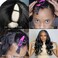V Part Wig 24inch Long Body Wave Synthetic Wigs for Black Women Black Vpart Wig Upgrade U Part Wig Glueless V Part Wigs Full Head Clip in Half V Wig for Black Women (Black)