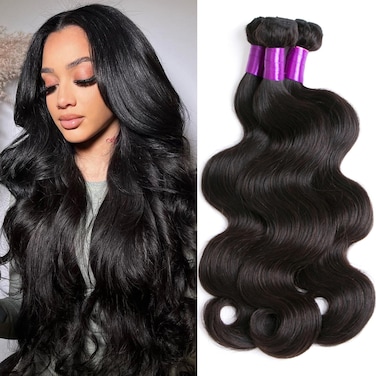 Vanlov 16A Body Wave Human Hair Bundles (18 20 22) Brazilian Remy Hair 3 Bundles Body Wave Bundles Human Hair Extension Natural Black Bundles