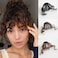 Long Curly Bangs Clip in Hair Extension, Natural Wave French Bangs Clip on Dark Brown Wispy Bangs Curly Air Bangs Fake Fringe Bangs Hair Piece for Women(Dark Brown)