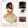 Long Curly Bangs Clip in Hair Extension, Synthetic Hair French Bangs Hair Straight Wispy Bangs with Wavy Temples Black Air Bangs Fake Fringe Bangs Hair Piece for Women(Black)