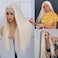 Platinum Blonde Synthetic Lace Front Wig Pre Plucked Ready to Wear 13x4 HD Glueless Straight Lace Front Wig for Women Natural Looking Synthetic Heat Resistant Fiber Platinum Blonde Wig (26 Inch)