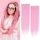 24 Inch Clip in Dreadlock Hair Extensions 10Clips 40 Strands Synthetic Handmade Soft Clip In Dreads Extensions for Women,Pink