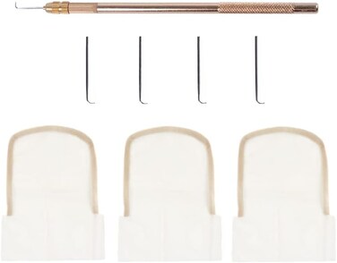 Ventilating Needle for Lace Wig Set Include 3 Swiss Lace Net Closure Base 1 Brass Ventilating Holder and 4 Ventilating Needles for Making Lace Wigs