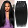 Kinky Straight Clip ins 16 Inch Clip in Hair Extensions Real Human Hair 8Pcs 120g 20 Clips Yaki Straight Clip ins for Women Full Head Brazilian Remy Hair Extensions Human Hair Double Weft