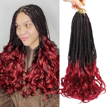 8Packs French Curl Crochet Braids Hair-14 Inch Boho Crochet braids Goddess Box Braids Crochet Hair Pre Looped French Curly Braiding Hair Crochet Box Braids Hair for Black Women (1B/Bug#)&hellip;