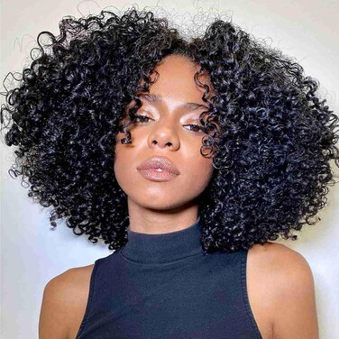 Afro Kinky Curly Human Hair 2 Bundles 8 8 Inch Weave Hair Extensions for Black Women 100% Unprocessed Virgin Hair Afro Kinky Human Hair Bundles Natural Color
