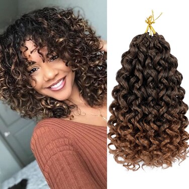 Vomella GoGo Curl Crochet Hair 8 Packs Water Wave Crochet Hair 10 Inch Curly Crochet Hair for Women Short Beach Curl Crochet Hair Synthetic Deep Twist Crochet Hair Extensions 10/T30