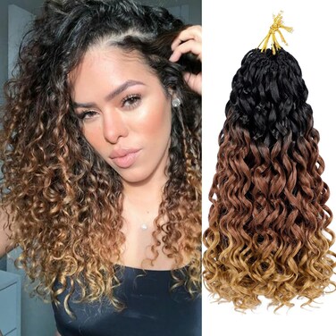 Vomella GoGo Curl Crochet Hair 8 Packs Water Wave Crochet Hair 14 Inch Curly Crochet Hair for Women Short Beach Curl Crochet Hair Synthetic Deep Twist Crochet Hair Extensions(1B/30/27#)