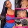 Subella 13x5 HD Straight Lace Frontal Wig Pre Plucked Hairline with Baby Hair Glueless 180% Density Transparent Lace Front Human Hair Wigs for Black Women Natural Black Color (28inch)