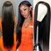 Subella 13x5 HD Straight Lace Frontal Wig Pre Plucked Hairline with Baby Hair Glueless 180% Density Transparent Lace Front Human Hair Wigs for Black Women Natural Black Color (28inch)