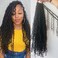 Pre-looped Crochet Boho Faux Locs with Human Hair Curls Goddess Crochet Locs With Curly Ends Human Hair Soft Dreadlocks Hair for Black Women Natural Color 18inch 3 Packs 72 Locs